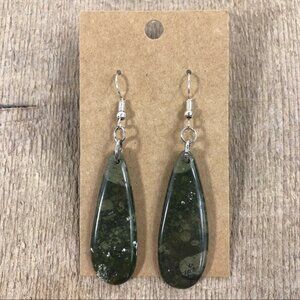 Camo Jasper Hanging Tear Drop Earrings